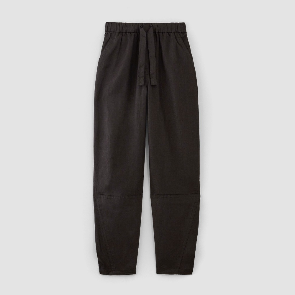 Everlane Women's Linen Pull-On Barrel Pant in Black, Size Medium